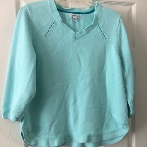 Cotton Pullover Sweater 3/4 Length Sleeves